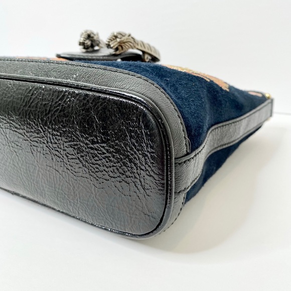 Auth Gucci Suede Dragon Embroidered Bucket Bag - Picture 12 of 16